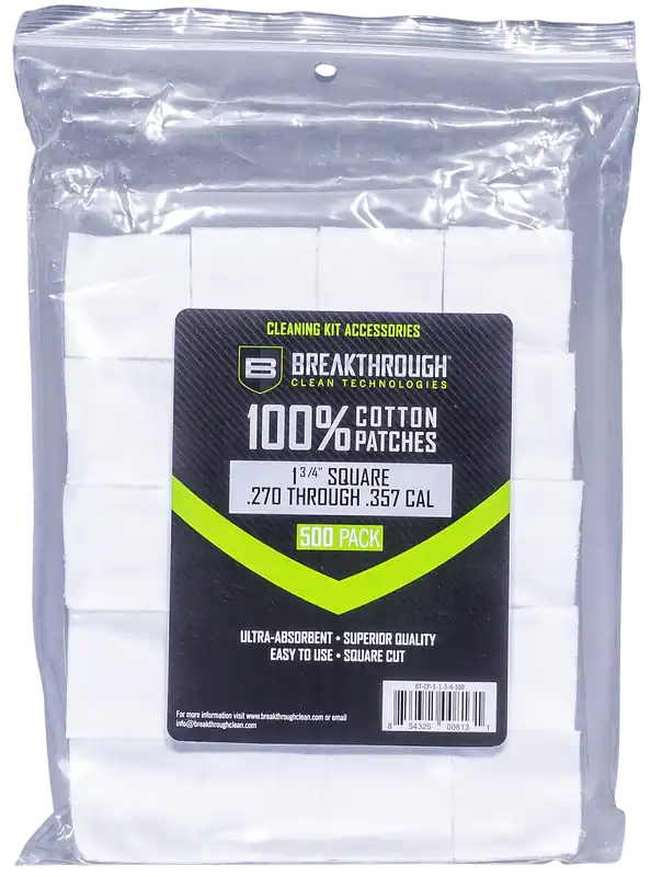 Breakthrough Clean BTCPS134500 1.75" Square Patches for 270/357 Cal, 500 Count