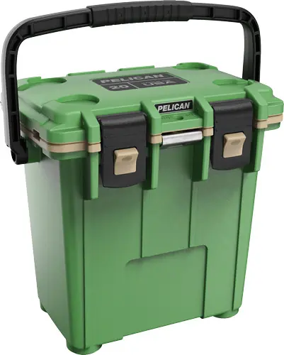 Hunter Green/Tan Leg Cut Out Pelican Coolers IM 20 Quart