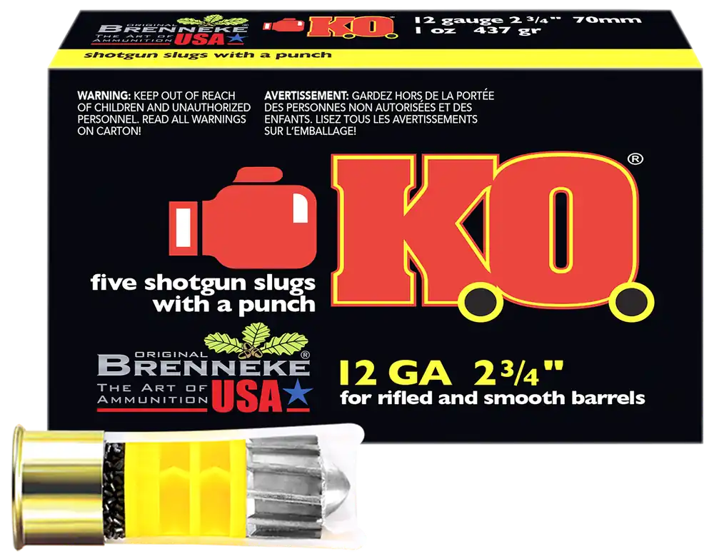 Brenneke SL122KO 12 Gauge 2.75" 1oz Slug Shot - 5 Rounds/Box, 50 Rounds/Case