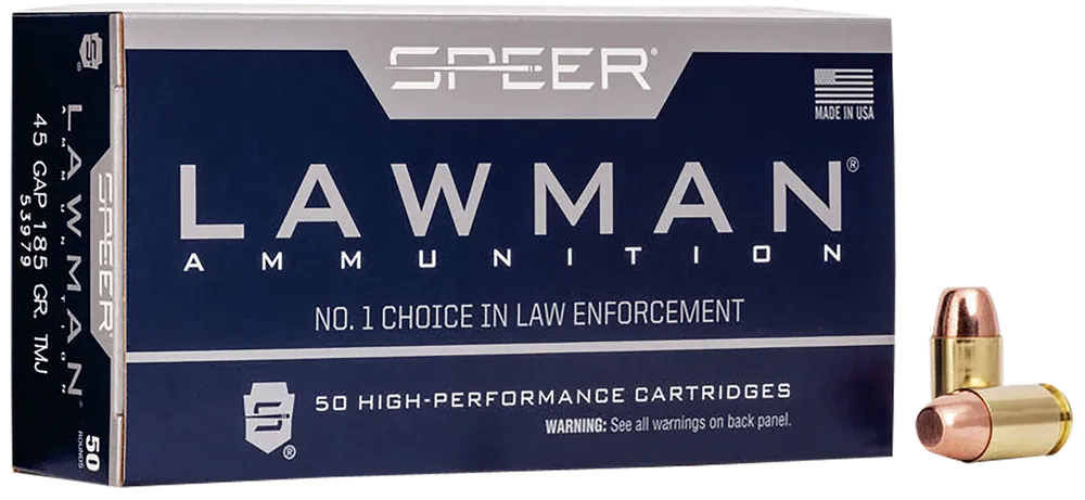 Speer Lawman 45GAP 185gr TMJ FN Ammo - 50 Rounds/Box, 20 Boxes/Case