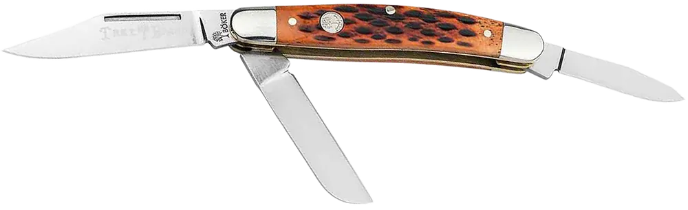 Boker 110852 Stockman Medium D2 Steel Blade with Brown Jigged Bone Handle