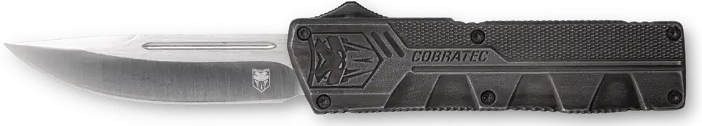 CobraTec Knives Lightweight 3.25" OTF Drop Point D2 Steel Blade with Stonewashed Aluminum Handle and Pocket Clip