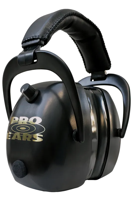 Pro Ears Gold II 30 Electronic Ear Muffs - Black/Gold, 30 dB, Over-the-Head, Adult Size