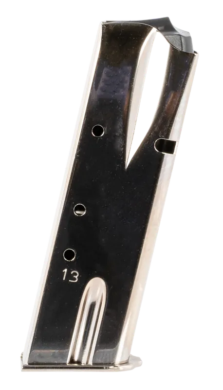 Mec-Gar 13-Round 9mm Magazine for Browning Hi-Power/Springfield SA-35 - Nickel Finish