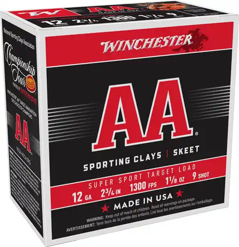 Winchester AA 12GA 2.75" 1-1/8oz #9 1300FPS 250 Rounds Case