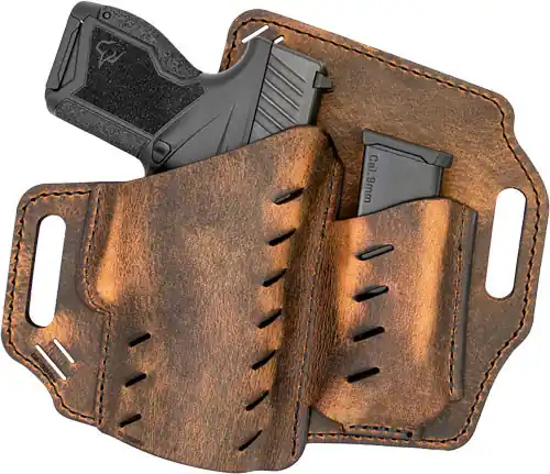 Versacarry Guardian OWB Holster with Flex, Vent & Mag Pouch, Right-Handed, Size 1, Distressed Brown