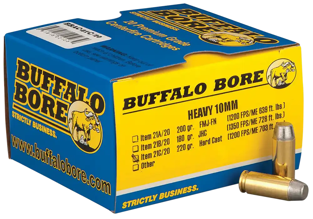 Buffalo Bore 10mm Auto 220gr Hard Cast Ammo - 20 Rounds