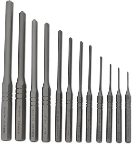 12-Piece Steel Roll Pin Punch Set with Vinyl Pouch - Grace USA