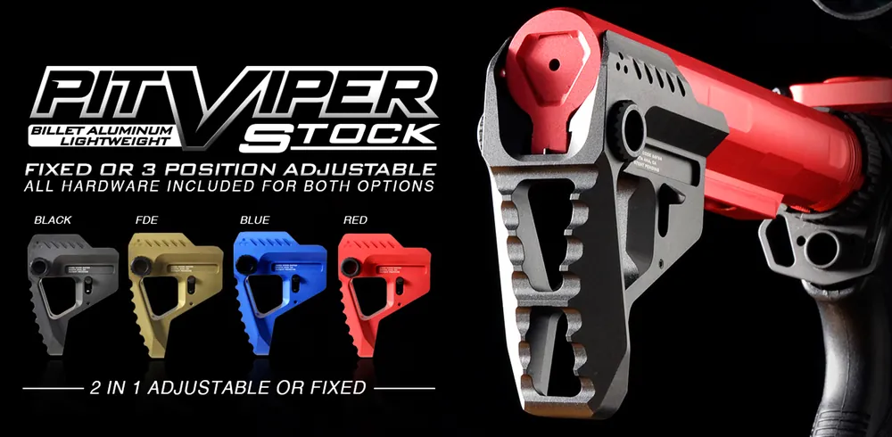 Strike STRIKEPITRED Pit Viper Stock - Red Aluminum for AR Platforms