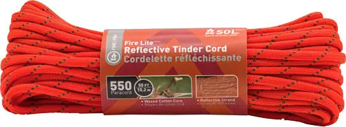 Tinder Cord 50' Poly 550ARB Sol Fire Lite Reflective Rope