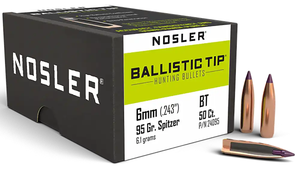 Nosler 24095 6mm 95gr Ballistic Tip Spitzer Bullets - 50 Count Box