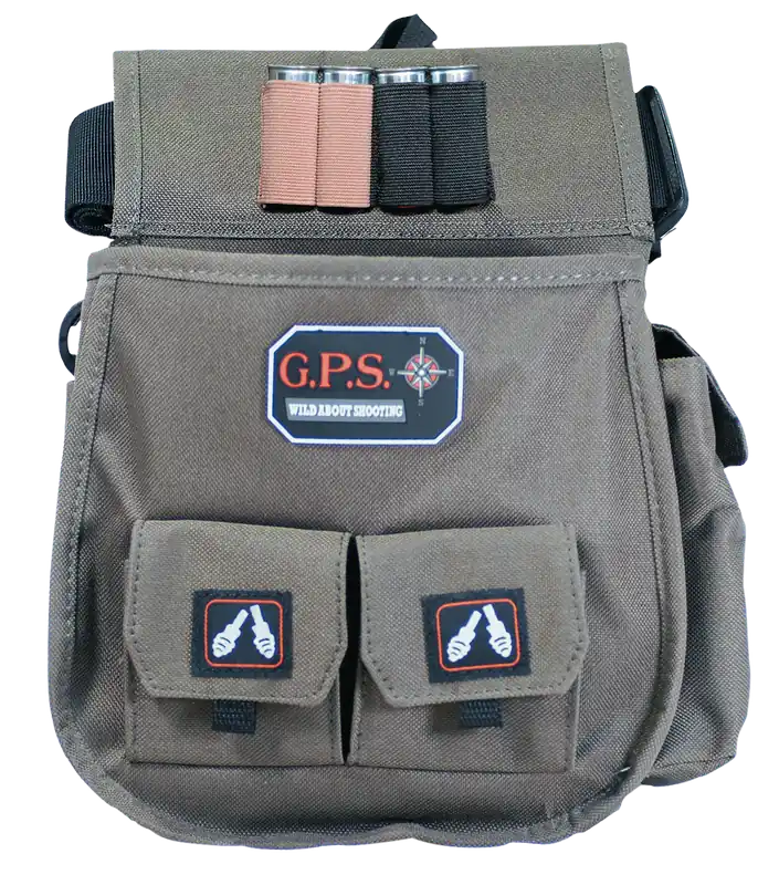 GPS 1093CSP Deluxe Double Shotshell Pouch with Adjustable Belt - Olive Polyester