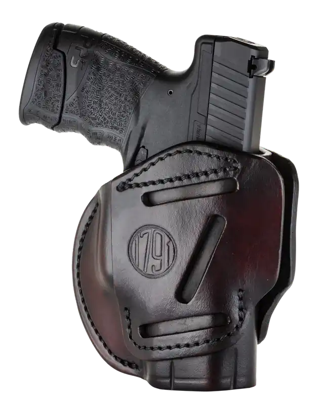 1791 Gunleather 3-Way Holster for Glock 26, Ruger LC9, S&W M&P Shield - Ambidextrous, Brown Leather