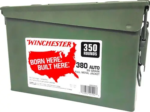 Winchester .380 ACP 95gr FMJ-RN 600 Rounds (2 Cans)