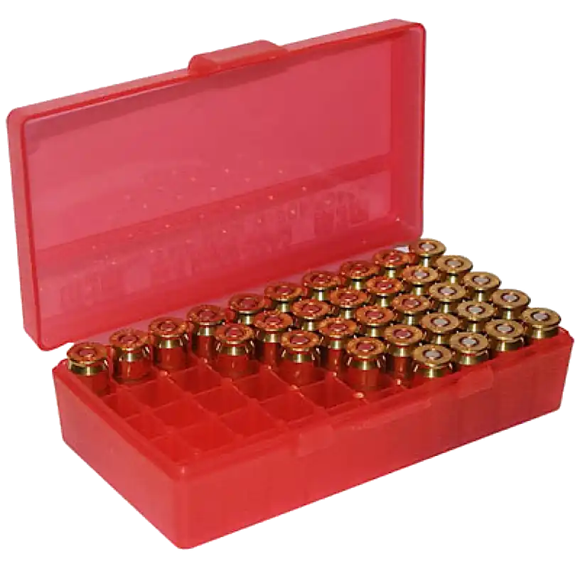 MTM Case-Gard Clear Red 50rd Multi-Caliber Ammo Box