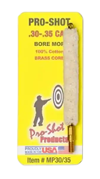Pro-Shot Cotton Bore Mop for .30 - .35 Caliber Rifles, 1.75" Long, #8-32 Thread