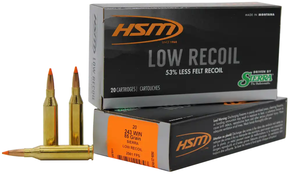 HSM 243 Win 85 gr Low Recoil Polymer Tip Ammunition - 20 Rounds per Box