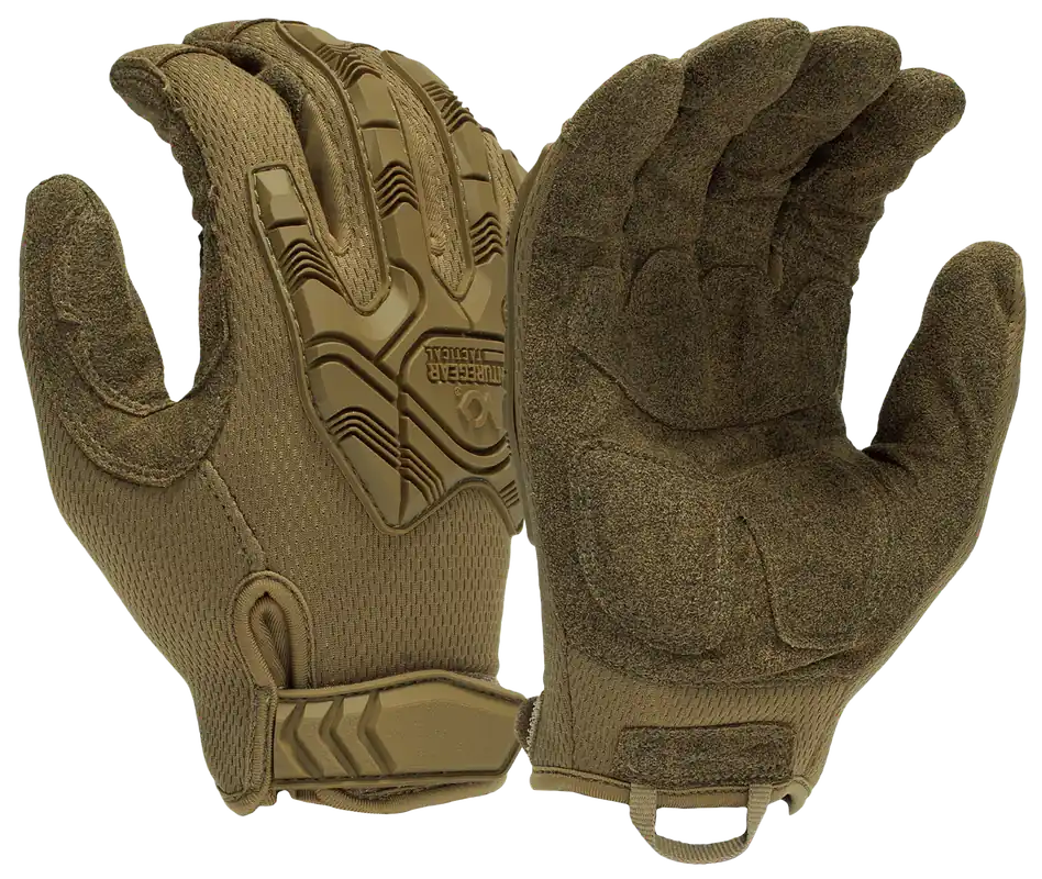 Pyramex VGTG40TM Heavy-Duty Brown Synthetic Leather Gloves, Medium