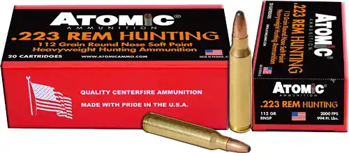 Atomic 223 Remington 112gr RN Soft Point Ammunition - 20 Rounds per Box, 10 Boxes per Case