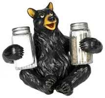 Bear Holding Glass Salt & Pepper Shakers - Rivers Edge Collection