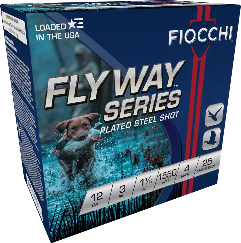 Fiocchi Flyway 12 Gauge 3" 1 1/5 oz #4 Shot - 25 Rounds Per Box, 10 Boxes Per Case