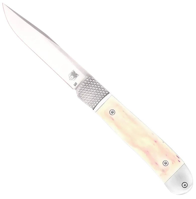 CobraTec Knives CTTHRWT Trapper Hidden Release OTF Knife with D2 Steel Blade and White Bone Handle