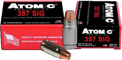 Atomic 357 SIG 147GR JHP - 20 Rounds, 10 Boxes per Case