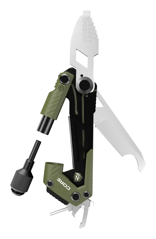Real Avid Core Gun Tool Shotgun - Olive Green/Black Stainless Steel Folding 1.50"