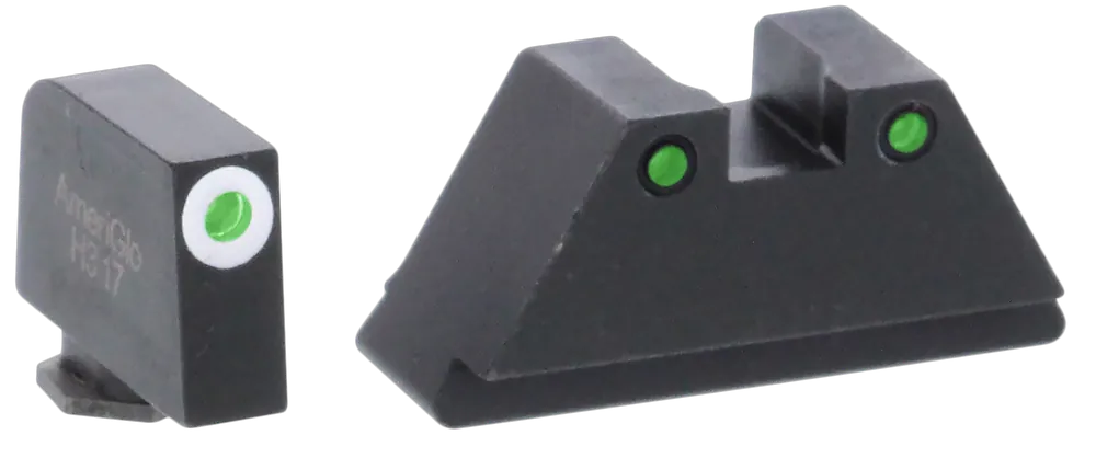 AmeriGlo GL152 Optic Compatible XL Tall Sight Set for Glock - Green Tritium Front & Rear Sights