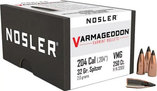Nosler 20 Cal .204 32GR Varmageddon Tipped Bullets - 250 Count