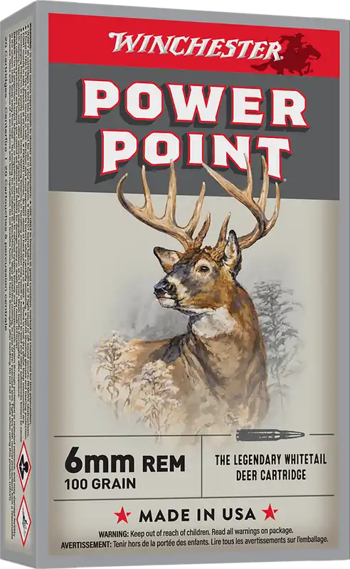 Winchester 6mm 100gr Power-Point Ammo - 20 Rounds per Box