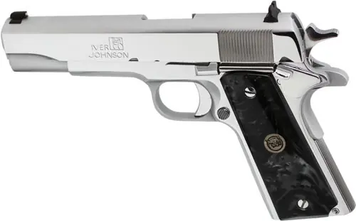 5" FS 9RD Chrome Black Pearliver Johnson 1911A1 .38 Super Pistol