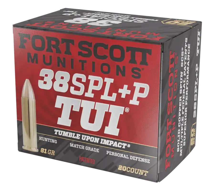 Fort Scott Munitions 38 Special+P TUI 81gr Solid Copper Ammo 20/Box