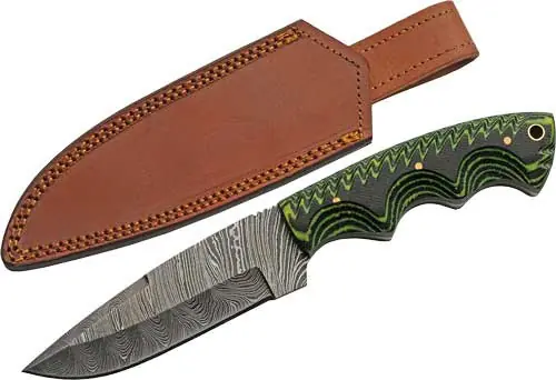 Micarta Damascus CP with Sheath - SZCO Rite Edge 5" Tree Ridge