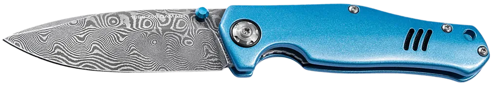 Boker 111101DAM Damascus Blade with Blue Aluminum Handle
