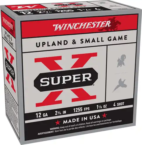 Winchester Super-X 12GA 2.75" 1-1/8oz #4 1255FPS 250 Rounds Case