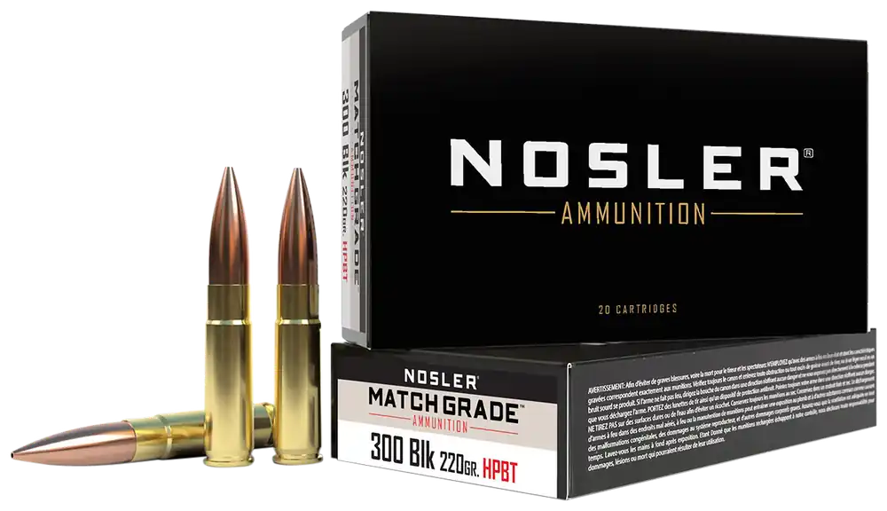 Nosler 51275 Match Grade .300 Blackout 220gr HPBT Ammo - 20 Rounds