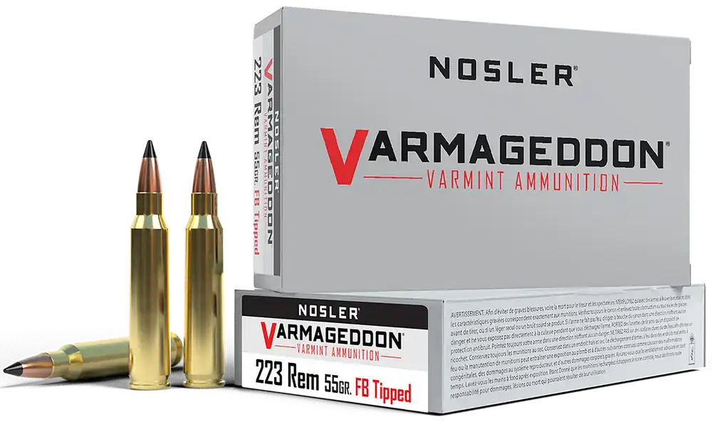 Nosler Varmageddon .223 Rem 55gr Flat Base Tipped Ammo - 20 Rounds per Box