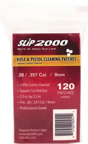 2.5" Square Cleaning Patches for .38/.357/.40/9mm - 120 Pack, 2000 Total