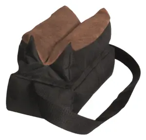 Black Fabric/Leather Strap Bench Bag Filled