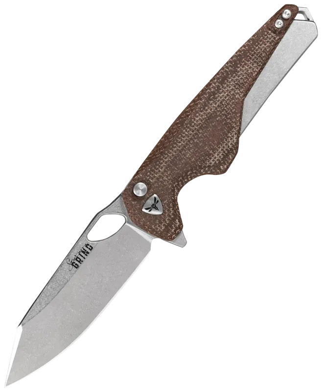 Southern Grind Hornet Folding Knife with Stonewashed CPM MagnaCut Blade and Natural Micarta Handle