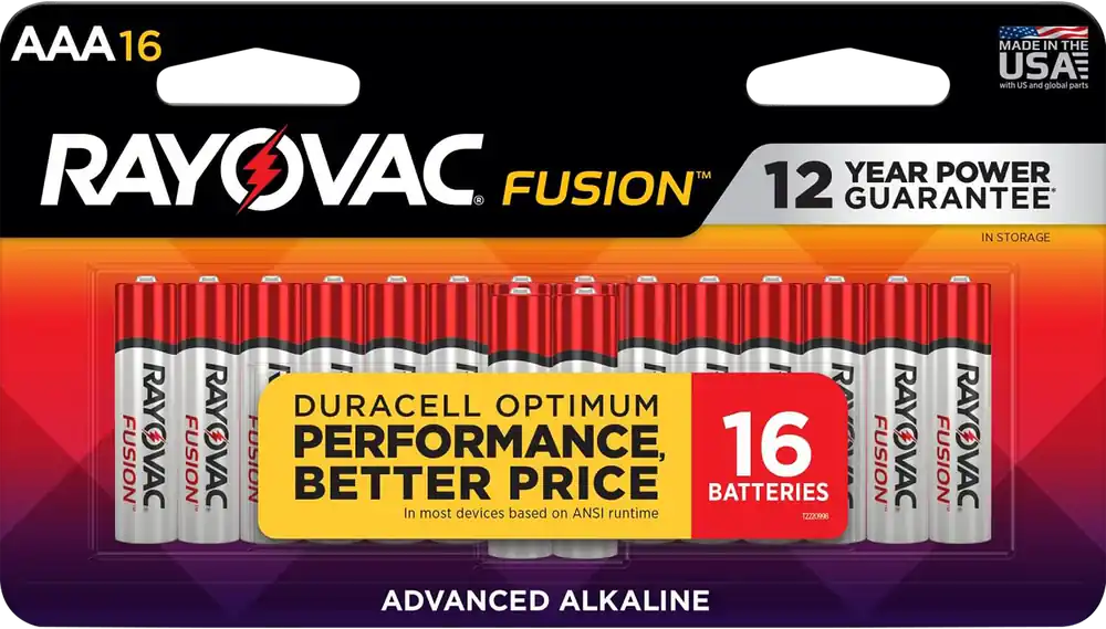 Rayovac AAA High Energy Alkaline Batteries, 1.5V, 1123mAh, 16-Pack
