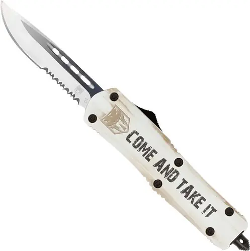 AND TAKE IT 3" DROP POINT SERRATED COBRATEC MEDIUM FS3 OTF KNIFE