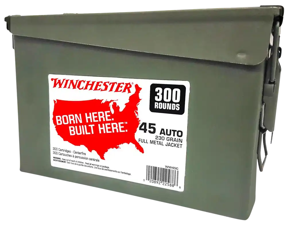 Winchester USA 45ACP 230gr FMJ Ammo Can - 300 Rounds