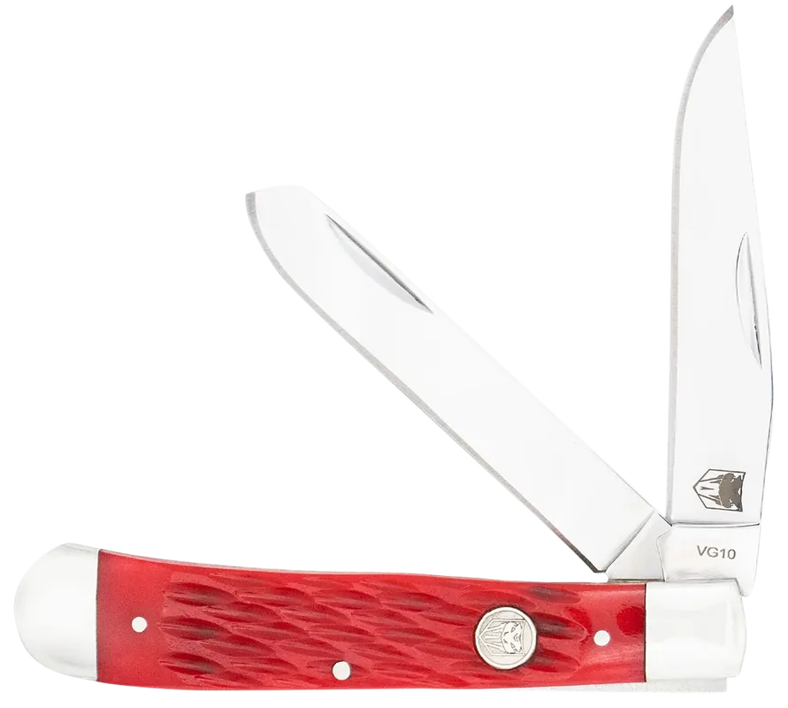 CobraTec Knives Trapper Folding Knife with VG-10 Blades and Red Bone Handle