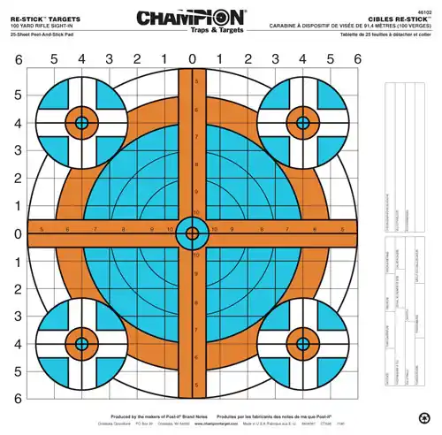 Champion Re-Stick 100 Yard Rifle Target - Self-Adhesive Sight 25 Pack