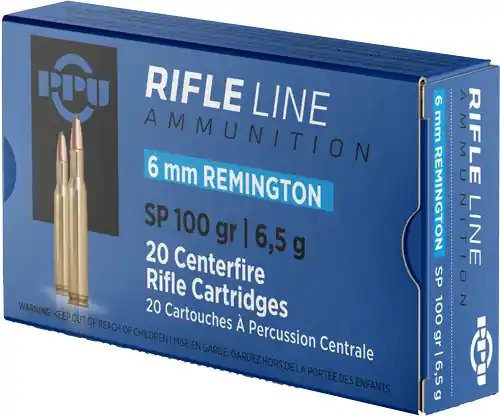 6mm Remington 100gr Soft Point Boat Tail Ammunition - 20 Rounds per Box/CSPPU