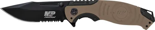 3.5" Black/Desert Tan Clip Point S&W Knife M&P Index Flipper