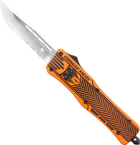 Hunter Orange 3" Drop Serrated Cobratec Medium CTK-1 OTF Knife