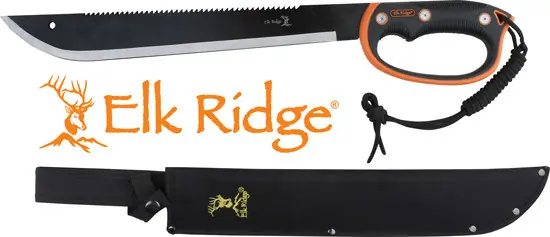 Elk Ridge 21.5" Black D-Handle Machete with Sheath
